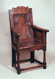 Armchair with arcaded back and boxed sides, early 17th century